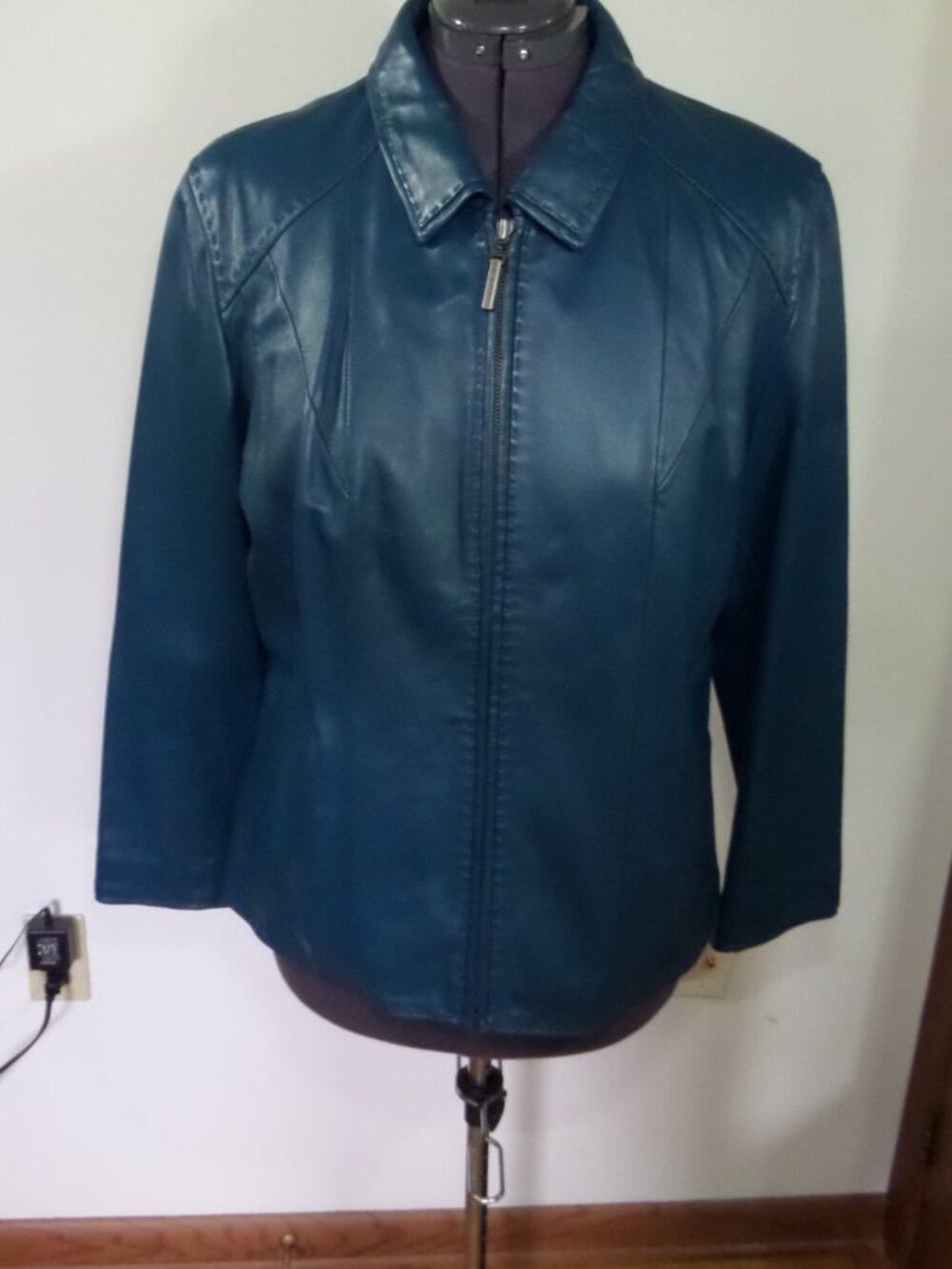 Preston & York Women's Teal Blue Color Lambskin Soft Leather Jacket SZ XL NWOT
